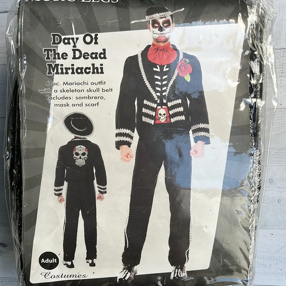 Men’s Day of the Dead Mariachi Halloween Costume L - Picture 4 of 8